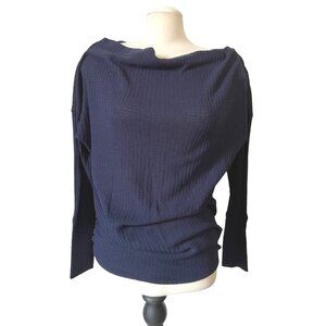 Maurices Straight Neck Waffle Knit Sweater Sz Small Womens Navy Blue Long Sleeve